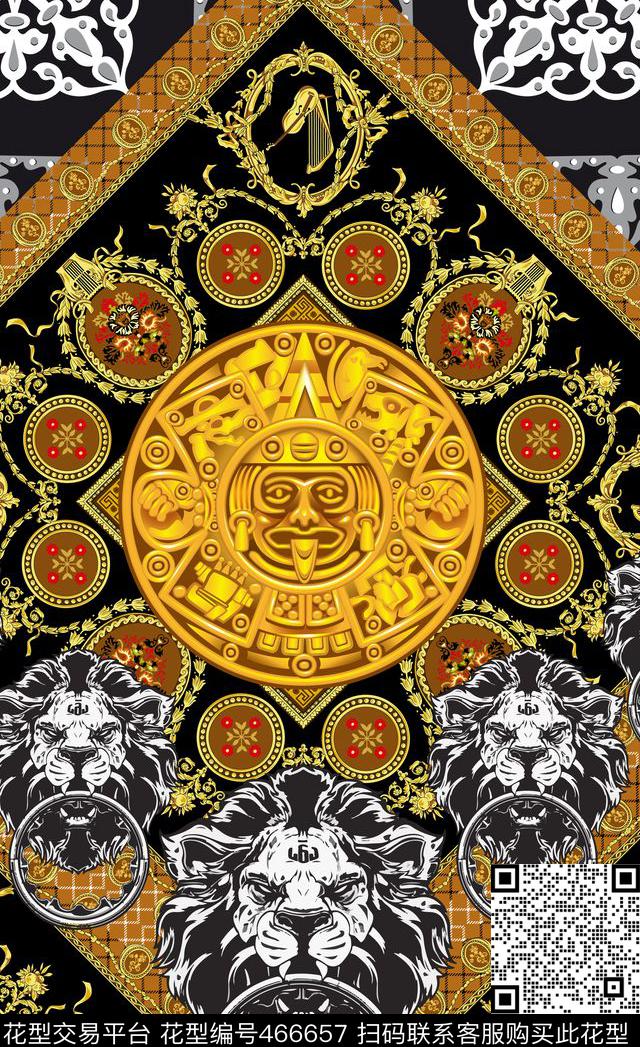 宫廷风几何金属花边数码印花华亿平台下载（图片编号: 466657） - 瓦栏（Walan）