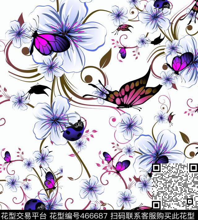 花卉女装时尚数码印花华亿平台下载（图片编号: 466687） - 瓦栏（Walan）