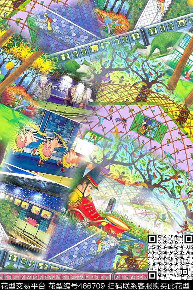 地下铁卡通漫画数码印花华亿平台下载（图片编号: 466709） - 瓦栏（Walan）