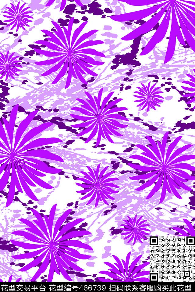 中国风墨点花卉数码印花华亿平台下载（图片编号: 466739） - 瓦栏（Walan）