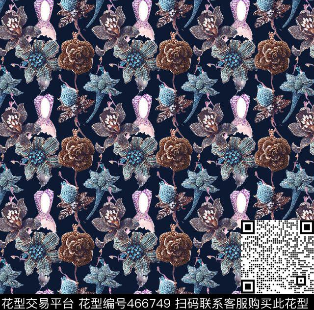 胸针插画花卉数码印花华亿平台下载（图片编号: 466749） - 瓦栏（Walan）