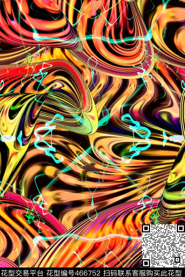 抽象艳丽数码印花华亿平台下载（图片编号: 466752） - 瓦栏（Walan）
