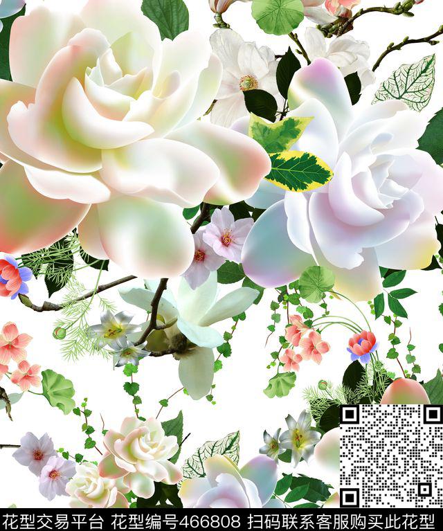 花卉2016春夏立体透明数码印花华亿平台下载（图片编号: 466808） - 瓦栏（Walan）