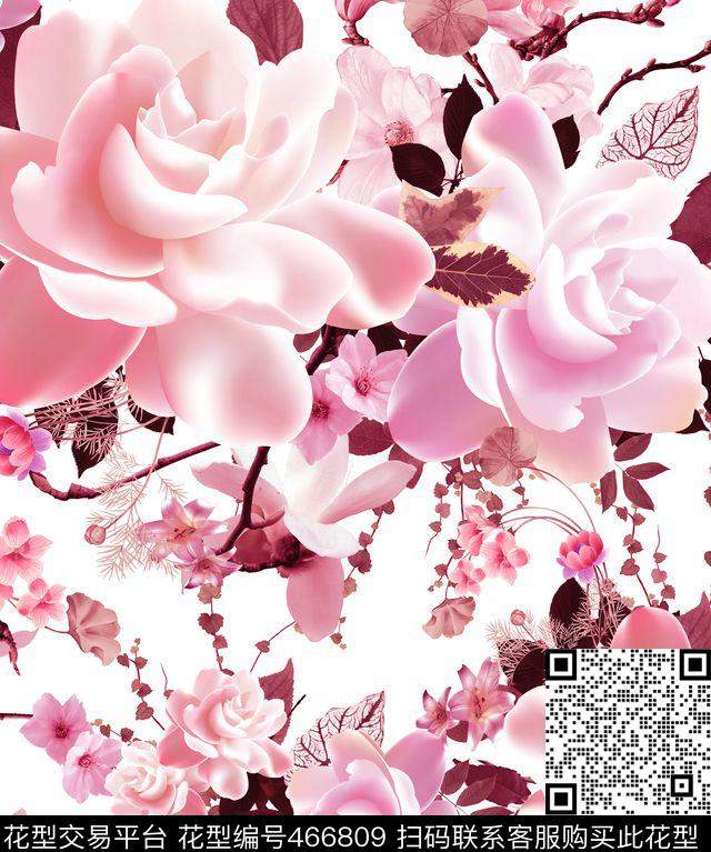 花卉2016春夏立体透明数码印花华亿平台下载（图片编号: 466809） - 瓦栏（Walan）