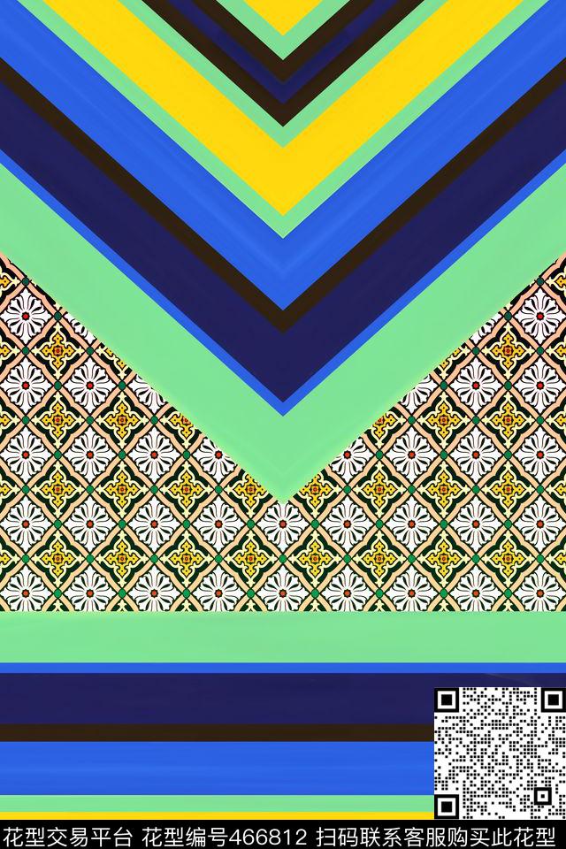 条纹民族图案几何图形数码印花华亿平台下载（图片编号: 466812） - 瓦栏（Walan）