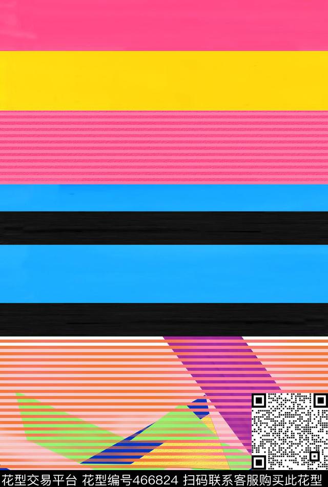 条纹混搭几何图案服装华亿平台数码印花华亿平台下载（图片编号: 466824） - 瓦栏（Walan）