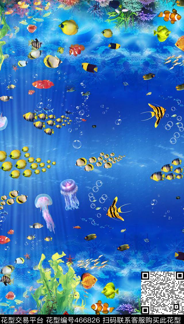 缤纷海底世界女装泳装热带鱼数码印花华亿平台下载（图片编号: 466826） - 瓦栏（Walan）