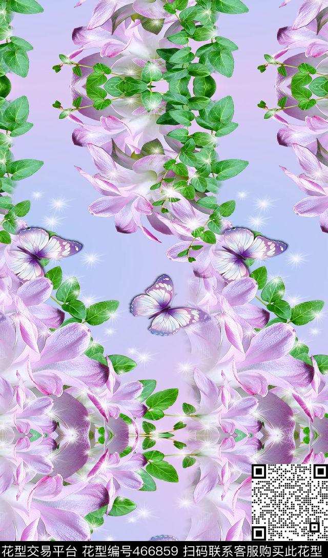波浪形花卉租时尚数码印花华亿平台下载（图片编号: 466859） - 瓦栏（Walan）
