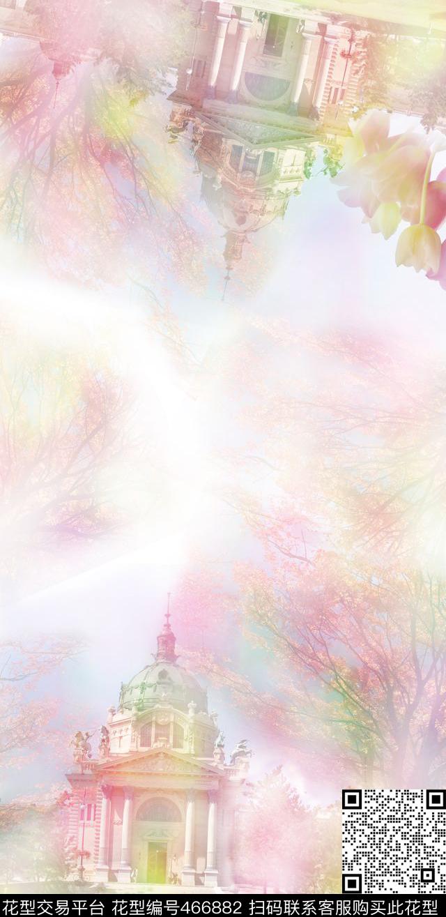丝巾长巾华亿平台建筑花卉枫树丝巾数码印花华亿平台下载（图片编号: 466882） - 瓦栏（Walan）