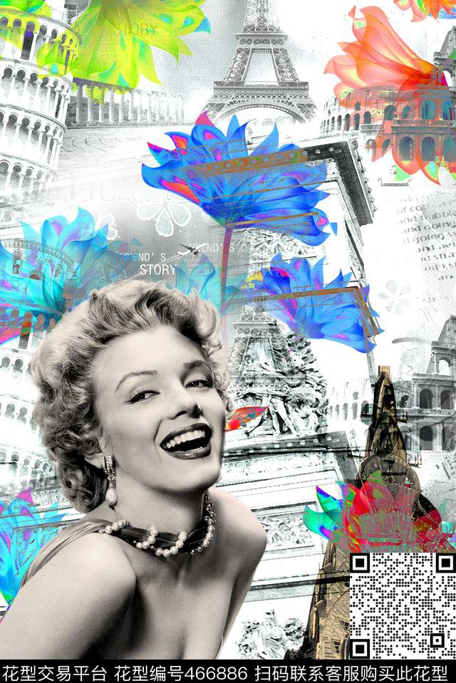 建筑男士衬衫美女数码印花华亿平台下载（图片编号: 466886） - 瓦栏（Walan）