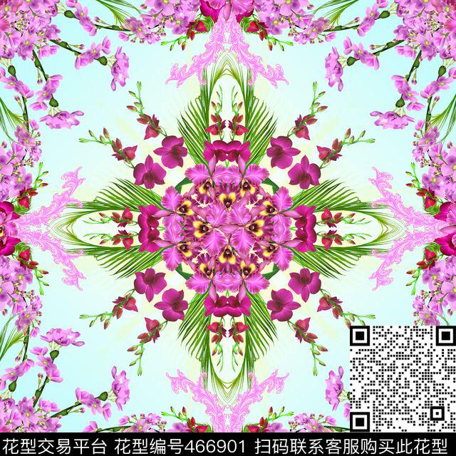 丝巾方巾组合花卉欧式花纹数码印花华亿平台下载（图片编号: 466901） - 瓦栏（Walan）