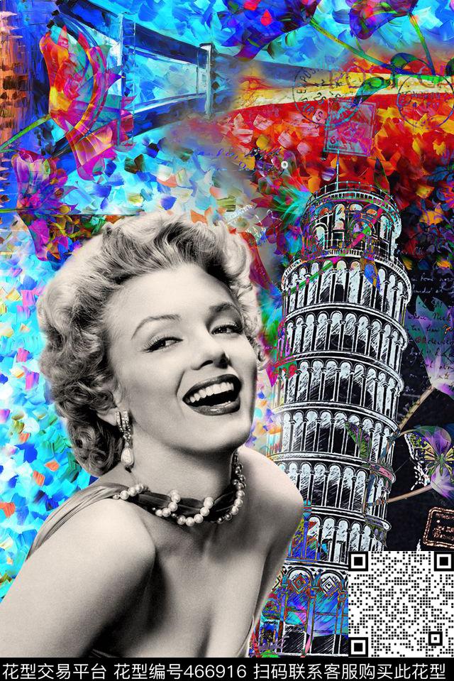 绚丽衬衫欧式建筑数码印花华亿平台下载（图片编号: 466916） - 瓦栏（Walan）