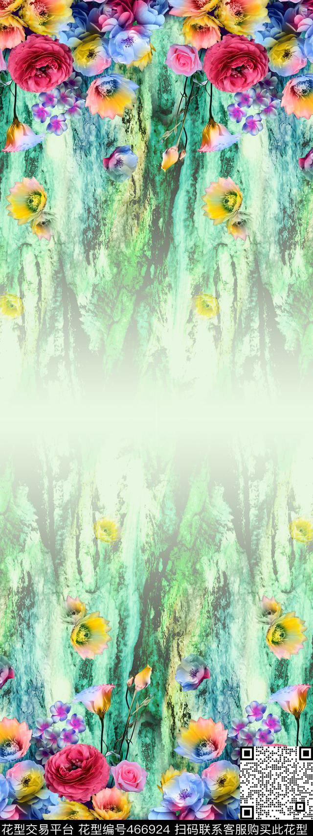 外贸花卉抽象底纹艳丽花卉数码印花华亿平台下载（图片编号: 466924） - 瓦栏（Walan）