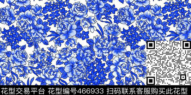 花卉民族风青花瓷传统印花华亿平台下载（图片编号: 466933） - 瓦栏（Walan）