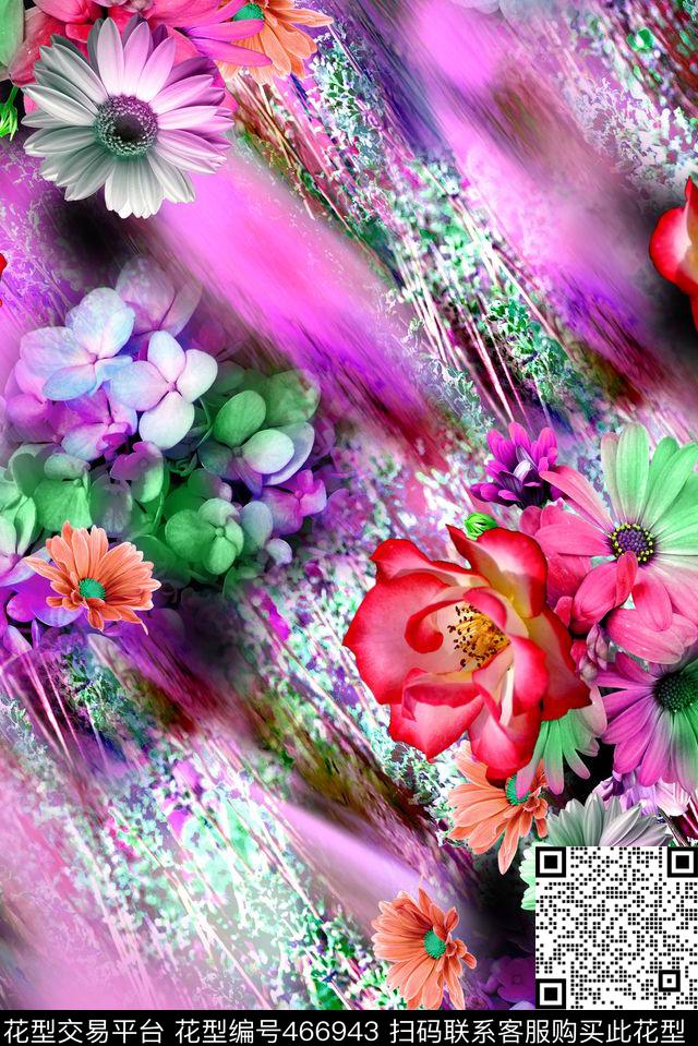 女装华亿平台抽象底纹花卉女装数码印花华亿平台下载（图片编号: 466943） - 瓦栏（Walan）