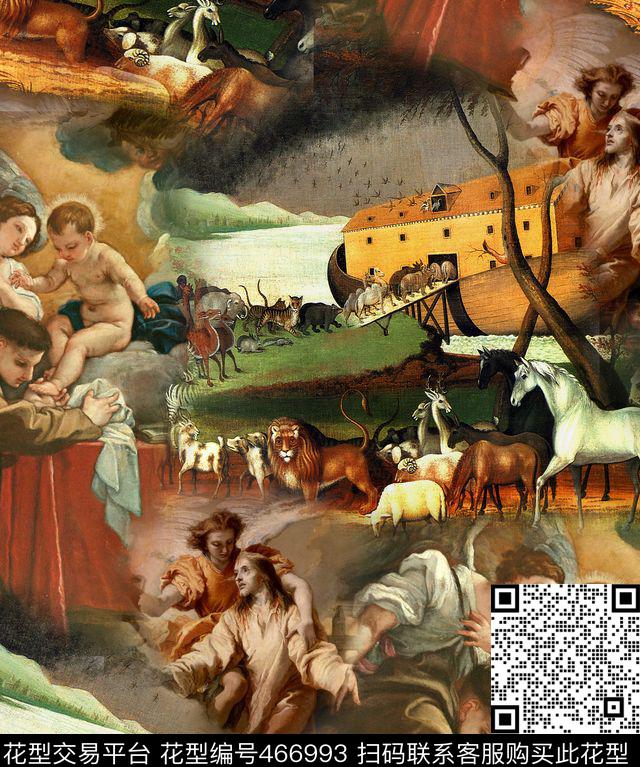 油画风景欧美油画人物男装数码印花华亿平台下载（图片编号: 466993） - 瓦栏（Walan）