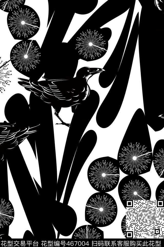 大牌乌鸦鸟类传统印花华亿平台下载（图片编号: 467004） - 瓦栏（Walan）
