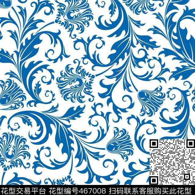 花卉青花瓷中国风传统印花华亿平台下载（图片编号: 467008） - 瓦栏（Walan）
