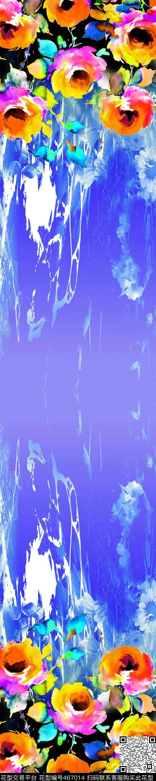 女装定位华亿平台手绘花卉抽象底纹数码印花华亿平台下载（图片编号: 467014） - 瓦栏（Walan）