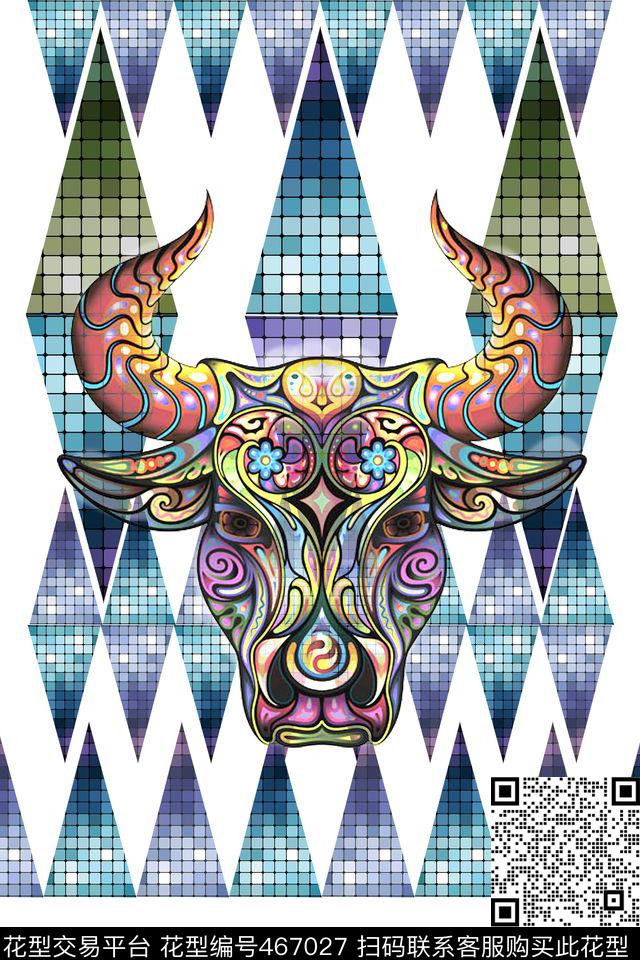 缤纷衬衫牛头数码印花华亿平台下载（图片编号: 467027） - 瓦栏（Walan）