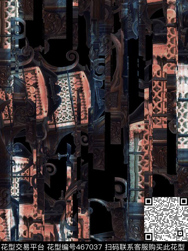 潮流抽象复古数码印花华亿平台下载（图片编号: 467037） - 瓦栏（Walan）