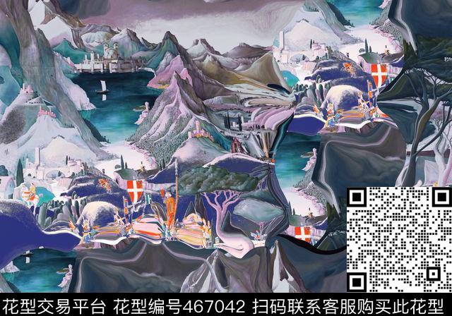 潮流抽象复古数码印花华亿平台下载（图片编号: 467042） - 瓦栏（Walan）