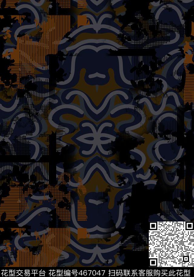 潮流抽象男装华亿平台数码印花华亿平台下载（图片编号: 467047） - 瓦栏（Walan）