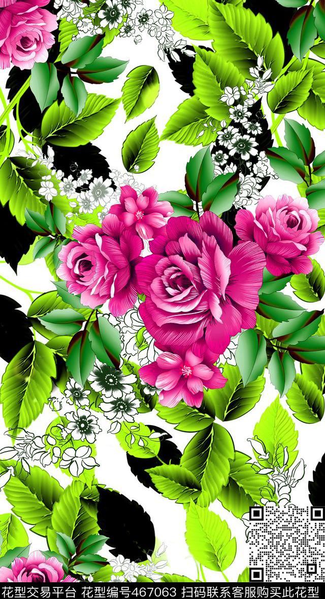 花卉面料田园风数码印花华亿平台下载（图片编号: 467063） - 瓦栏（Walan）