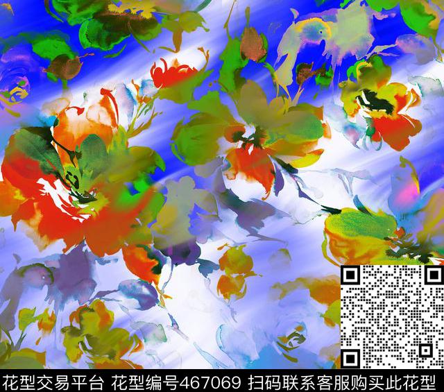 面料花卉抽像数码印花华亿平台下载（图片编号: 467069） - 瓦栏（Walan）