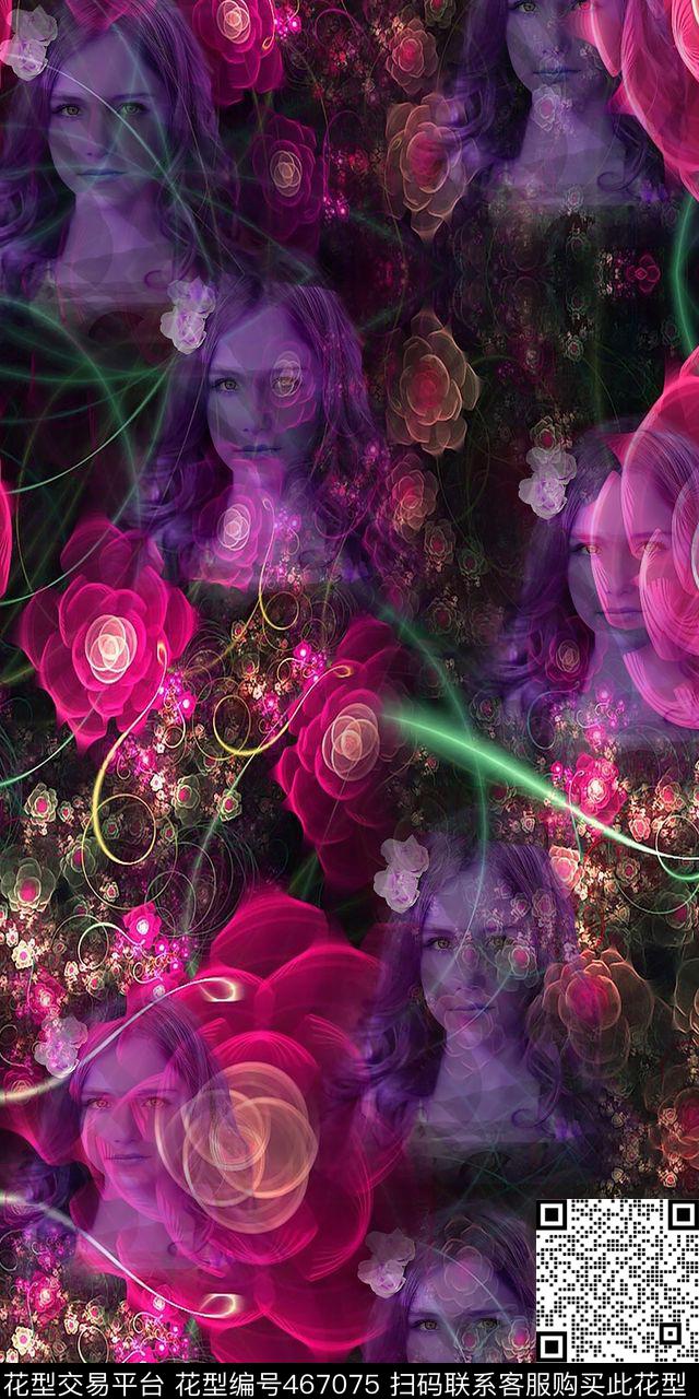 花卉滤色时尚数码印花华亿平台下载（图片编号: 467075） - 瓦栏（Walan）