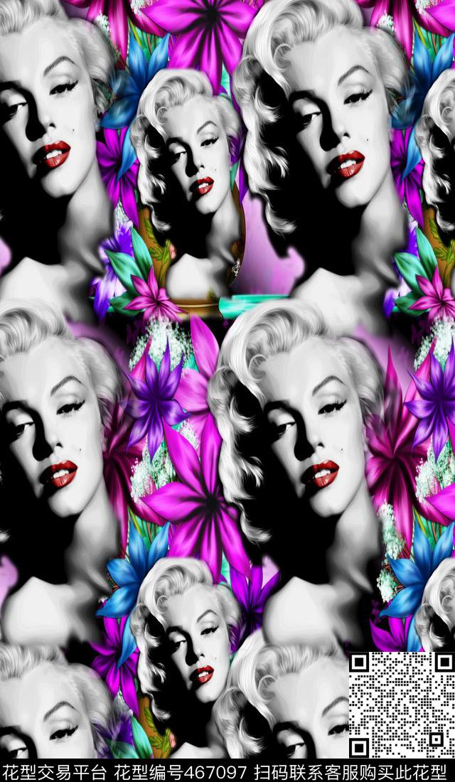花卉女神时尚数码印花华亿平台下载（图片编号: 467097） - 瓦栏（Walan）