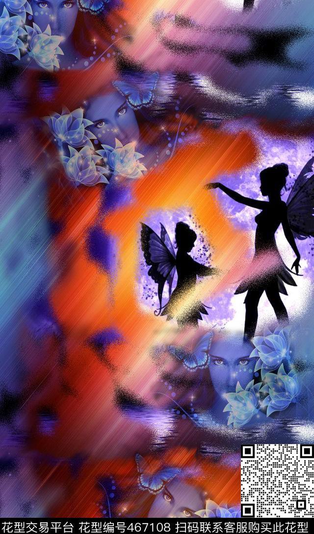 精灵女神休闲七彩数码印花华亿平台下载（图片编号: 467108） - 瓦栏（Walan）