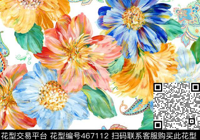 花卉火腿时尚数码印花华亿平台下载（图片编号: 467112） - 瓦栏（Walan）