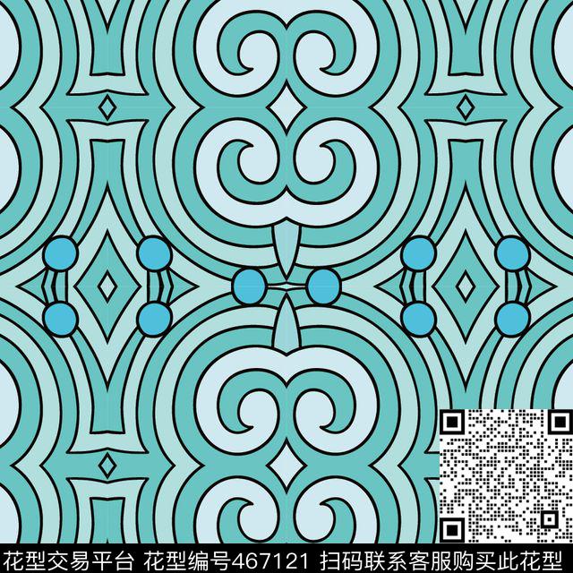 抽象几何民族传统印花华亿平台下载（图片编号: 467121） - 瓦栏（Walan）