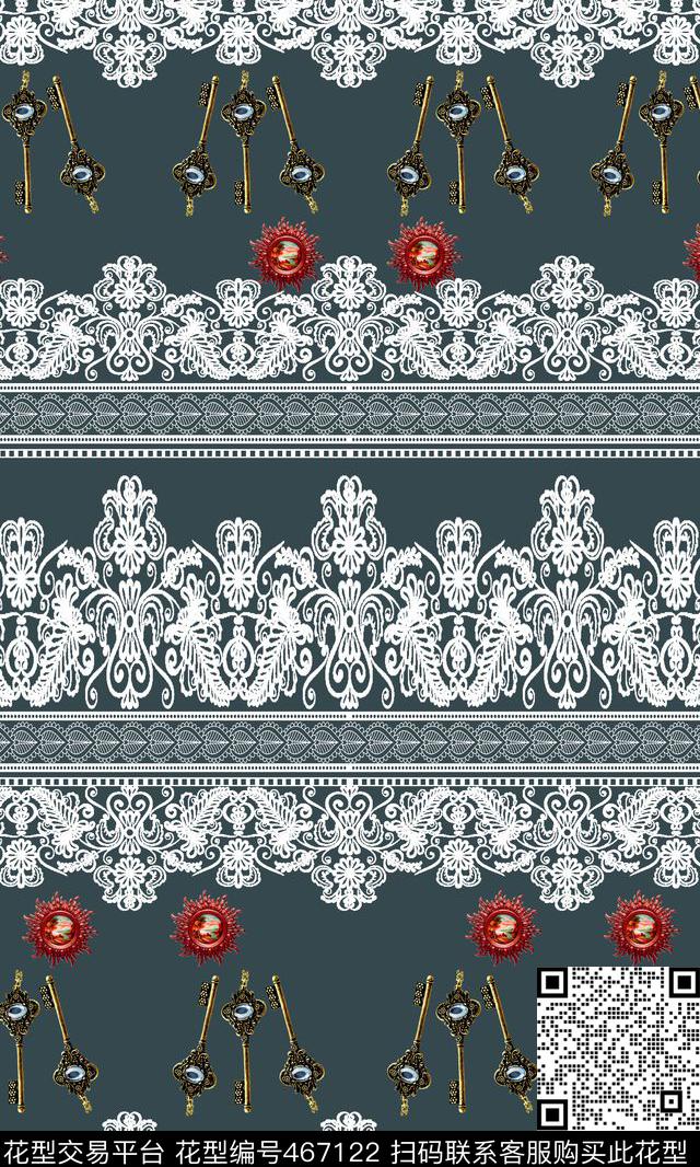 蕾丝欧式相框钥匙数码印花华亿平台下载（图片编号: 467122） - 瓦栏（Walan）