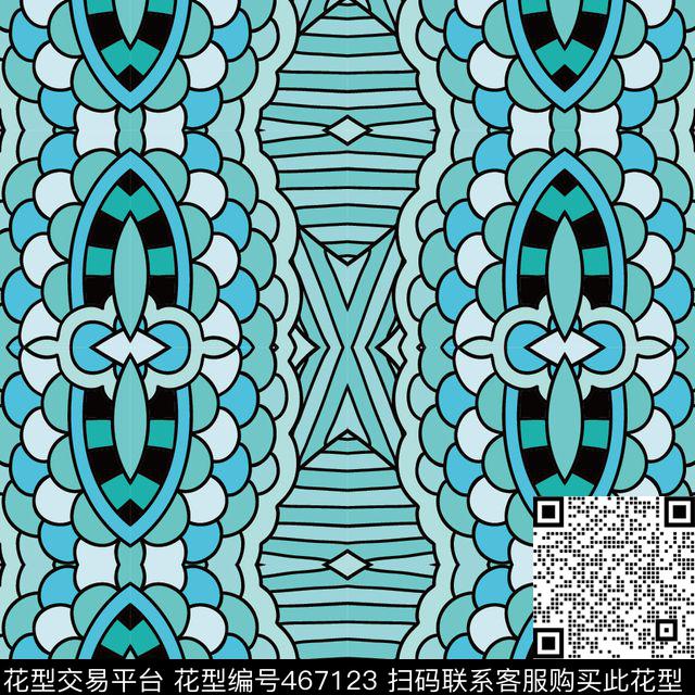 抽象几何民族传统印花华亿平台下载（图片编号: 467123） - 瓦栏（Walan）