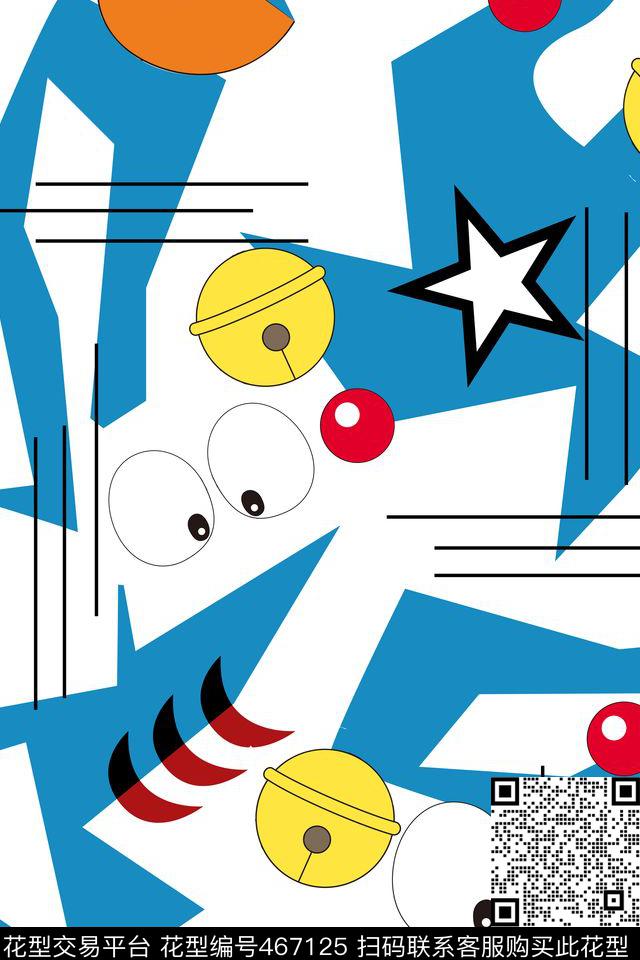 潮牌机器人蓝胖子传统印花华亿平台下载（图片编号: 467125） - 瓦栏（Walan）