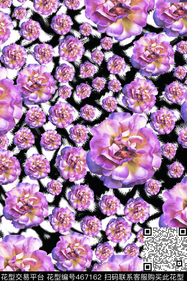 潮流ATELYER风格抽象动物纹花卉数码印花华亿平台下载（图片编号: 467162） - 瓦栏（Walan）