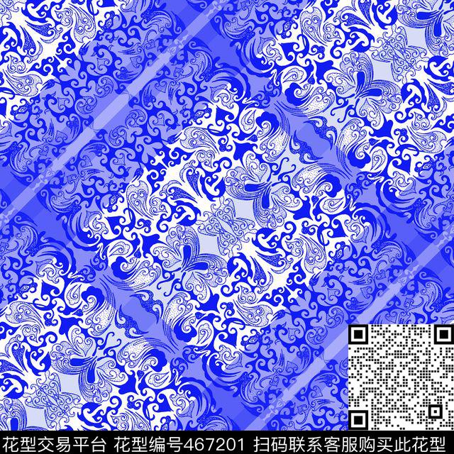 民族风蕾丝棱格数码印花华亿平台下载（图片编号: 467201） - 瓦栏（Walan）