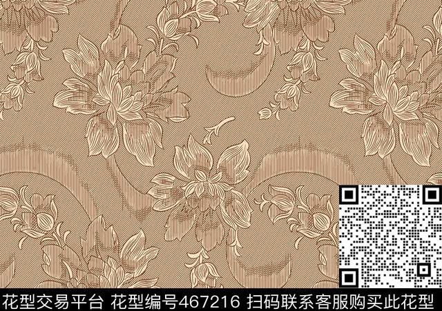 连枝花皮纹皮革印花箱包图案传统印花华亿平台下载（图片编号: 467216） - 瓦栏（Walan）