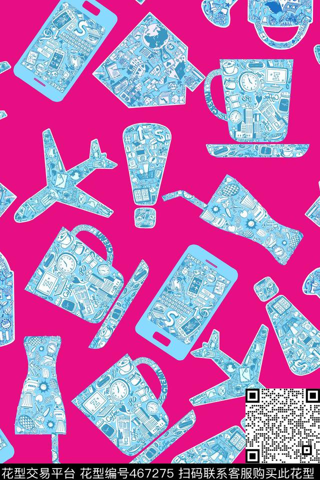 生活元素飞机杯子传统印花华亿平台下载（图片编号: 467275） - 瓦栏（Walan）