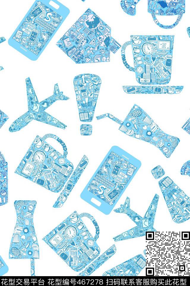生活元素飞机杯子传统印花华亿平台下载（图片编号: 467278） - 瓦栏（Walan）