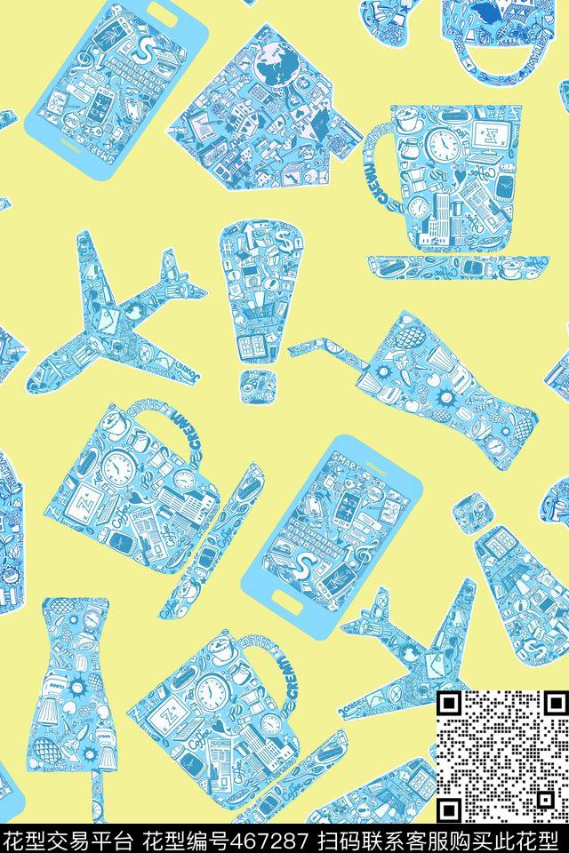 生活元素飞机杯子传统印花华亿平台下载（图片编号: 467287） - 瓦栏（Walan）