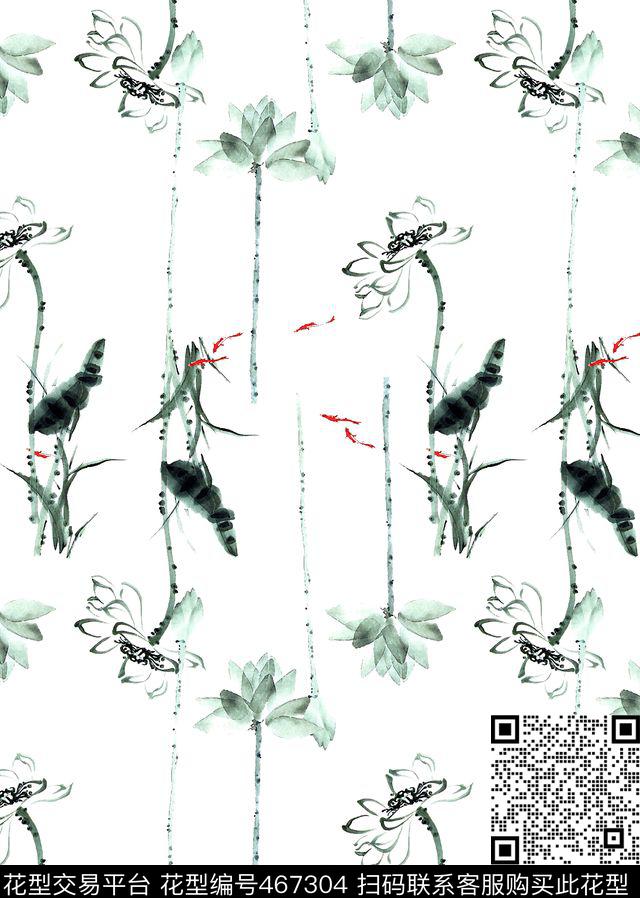 动物荷花花卉数码印花华亿平台下载（图片编号: 467304） - 瓦栏（Walan）