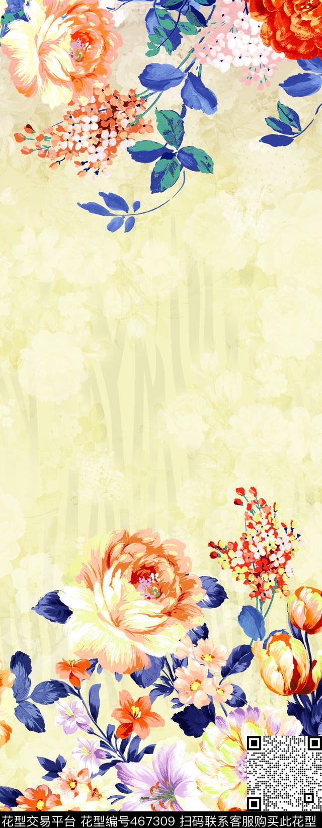 清新亮丽清新亮丽花卉动物纹底数码印花华亿平台下载（图片编号: 467309） - 瓦栏（Walan）