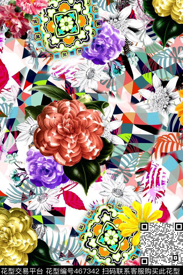 时尚几何图案数码印花华亿平台下载（图片编号: 467342） - 瓦栏（Walan）