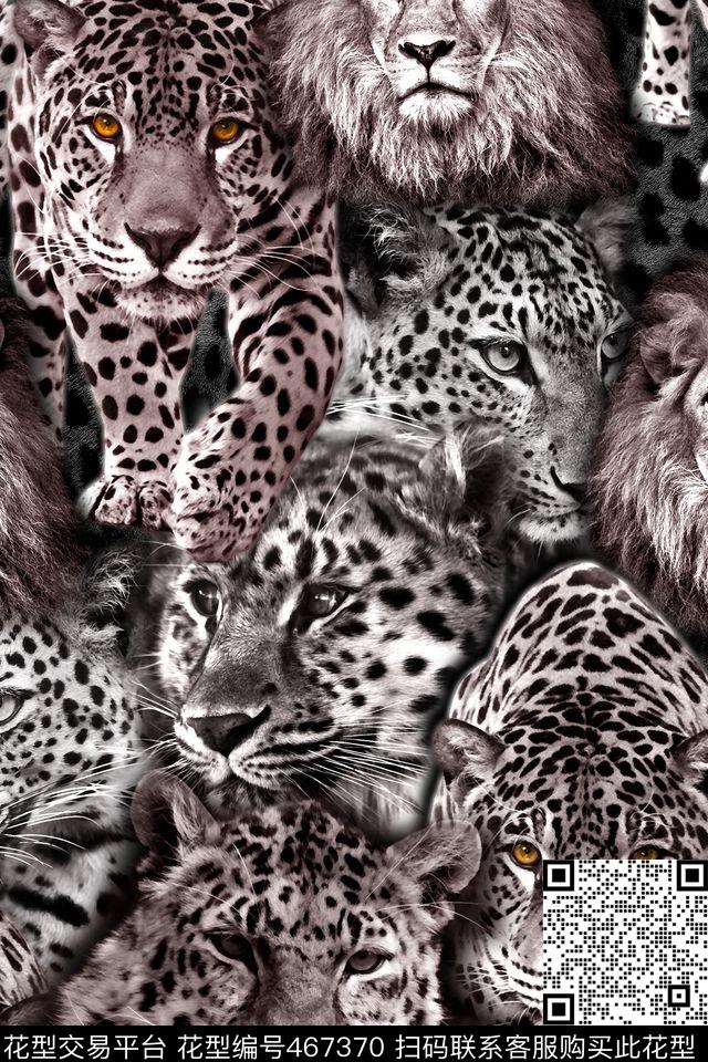 写实动物豹狮子大牌休闲风数码印花华亿平台下载（图片编号: 467370） - 瓦栏（Walan）