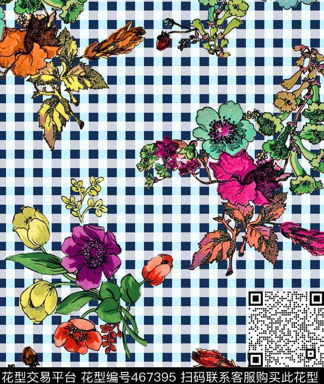 传统印花花卉条纹格子花卉传统印花华亿平台下载（图片编号: 467395） - 瓦栏（Walan）
