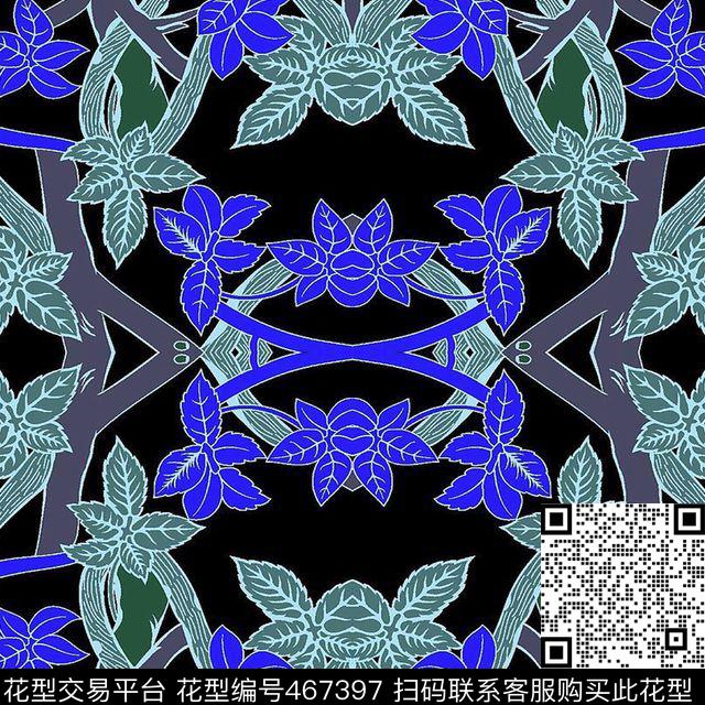 叶子男女装抽象数码印花华亿平台下载（图片编号: 467397） - 瓦栏（Walan）