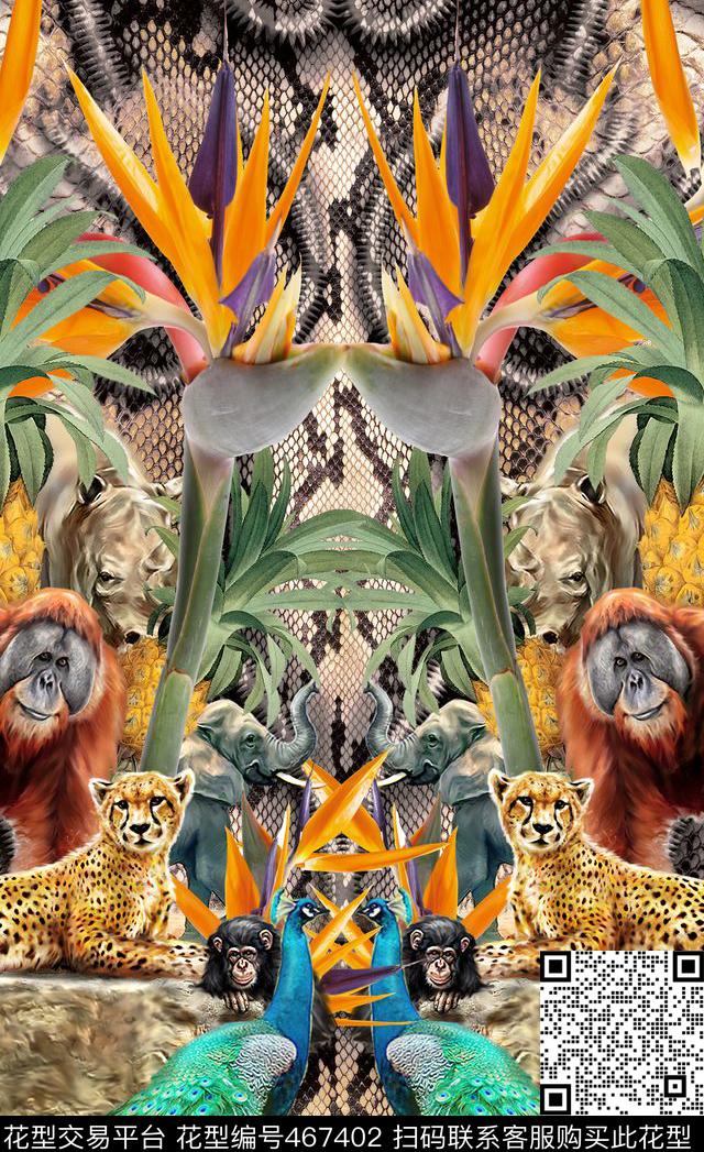 定位动物动物纹数码印花华亿平台下载（图片编号: 467402） - 瓦栏（Walan）